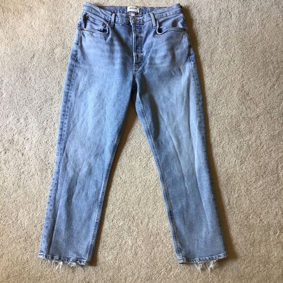 Agolde Riley Crop Light Blue Straight Leg Jeans - Picture 4 of 7